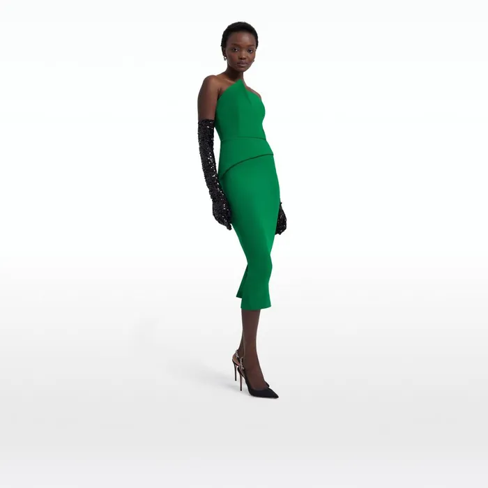 Safiyaa Delani Jewel Green Midi Dress Women Dresses