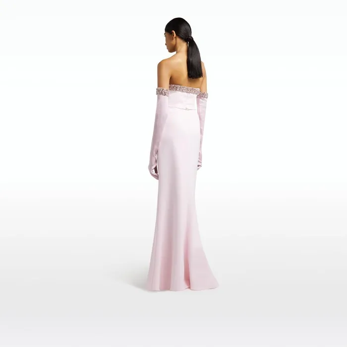 Safiyaa Donatella Barely Pink Long Dress With Antonia Gloves Women Dresses