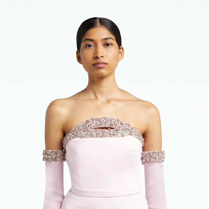 Safiyaa Donatella Barely Pink Long Dress With Antonia Gloves Women Dresses