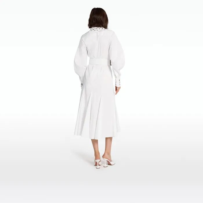 Safiyaa Evie Ivory Cotton and Silver Midi Dress Women Dresses
