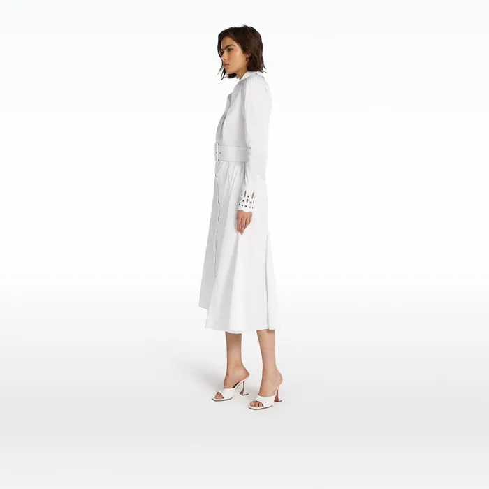 Safiyaa Evie Ivory Cotton and Silver Midi Dress Women Dresses