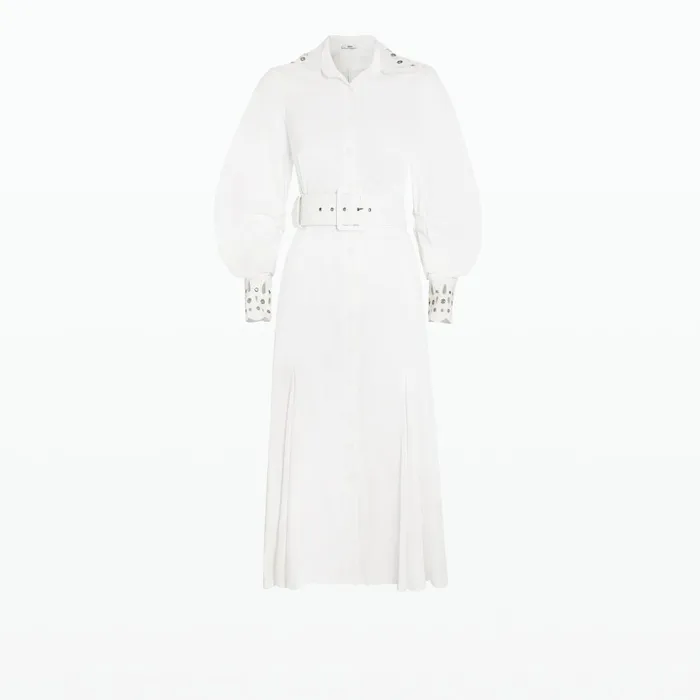 Safiyaa Evie Ivory Cotton and Silver Midi Dress Women Dresses
