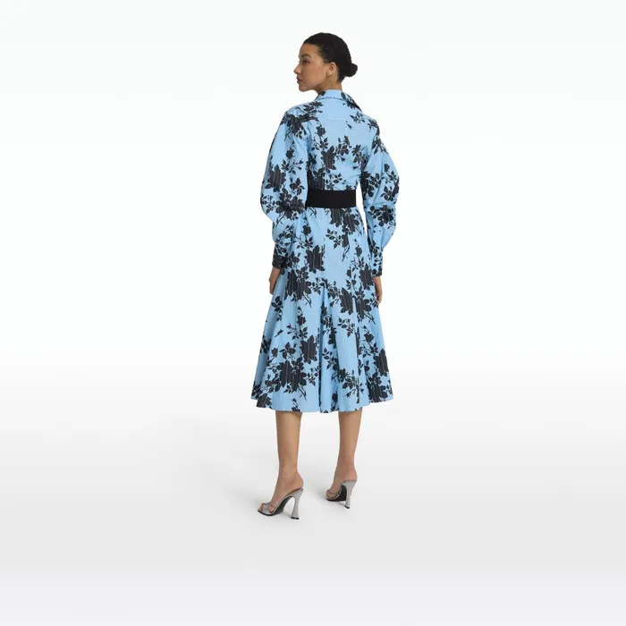 Safiyaa Evie Pale Blue and Black Midi Dress Women Dresses