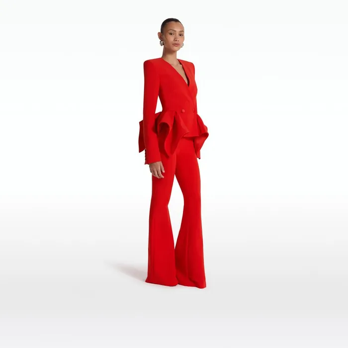 Safiyaa Halluana Scarlet Red Trousers Women Trousers
