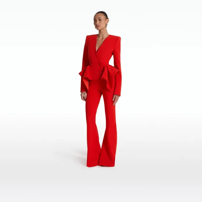Safiyaa Halluana Scarlet Red Trousers Women Trousers