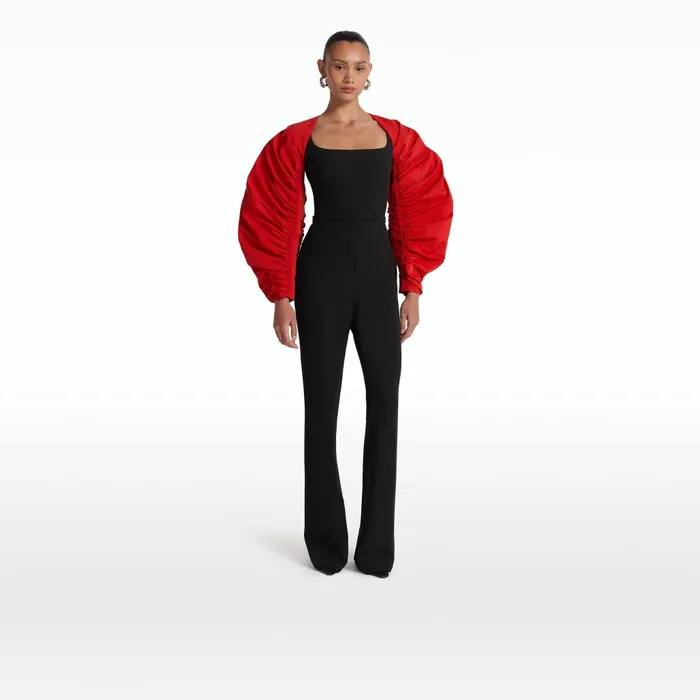 Safiyaa Honi Scarlet Red Harness and Bele Black Jumpsuit Women Jumpsuits