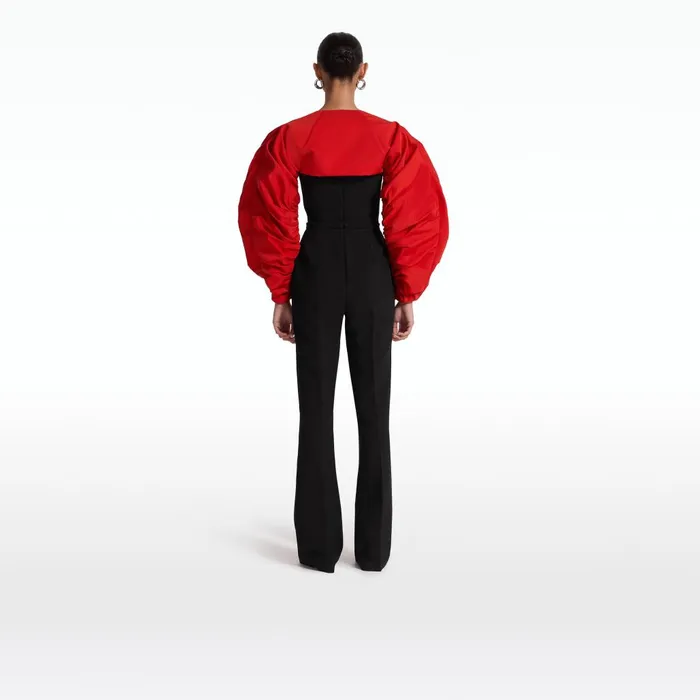 Safiyaa Honi Scarlet Red Harness and Bele Black Jumpsuit Women Jumpsuits