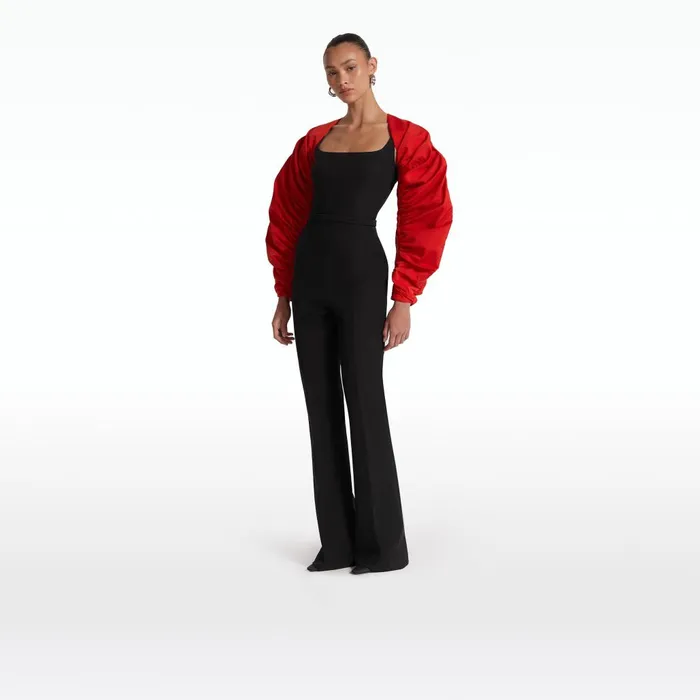 Safiyaa Honi Scarlet Red Harness and Bele Black Jumpsuit Women Jumpsuits