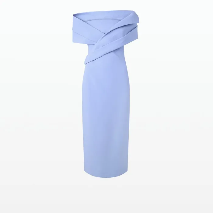 Safiyaa Iana Carolina Blue Midi Dress Women Dresses