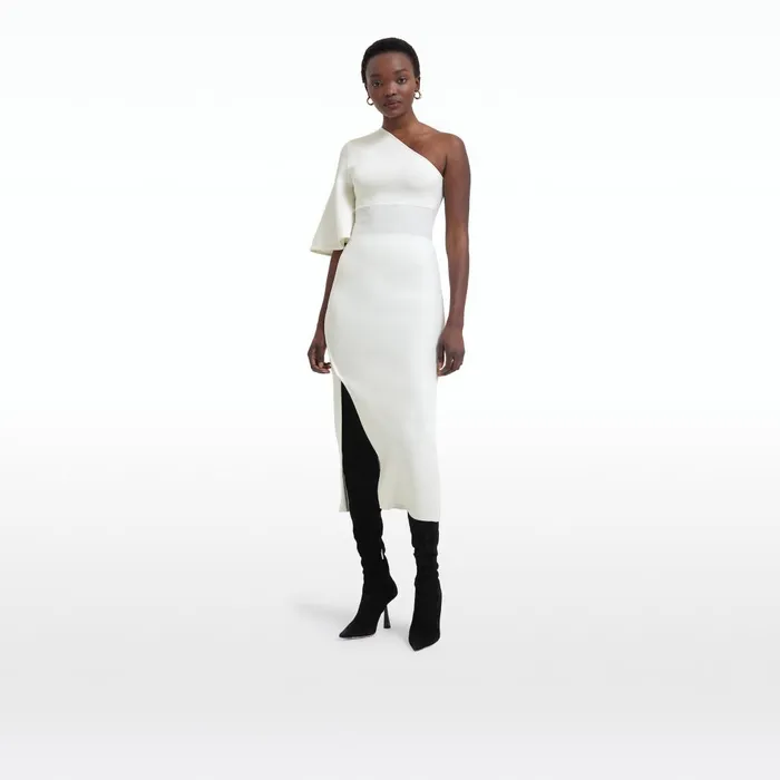 Safiyaa Kalypso Ivory Midi Knit Dress Women Dresses