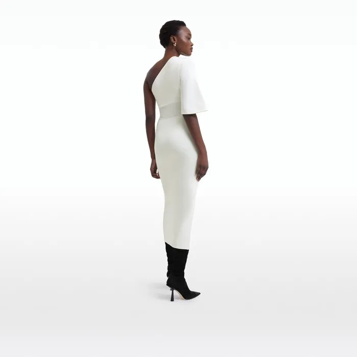 Safiyaa Kalypso Ivory Midi Knit Dress Women Dresses