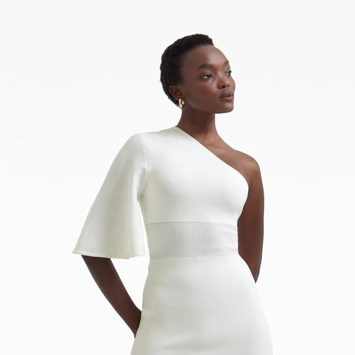 Safiyaa Kalypso Ivory Midi Knit Dress Women Dresses