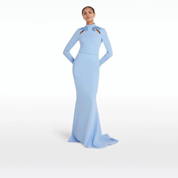 Safiyaa Kamala Soft Sky Long Dress Women Dresses