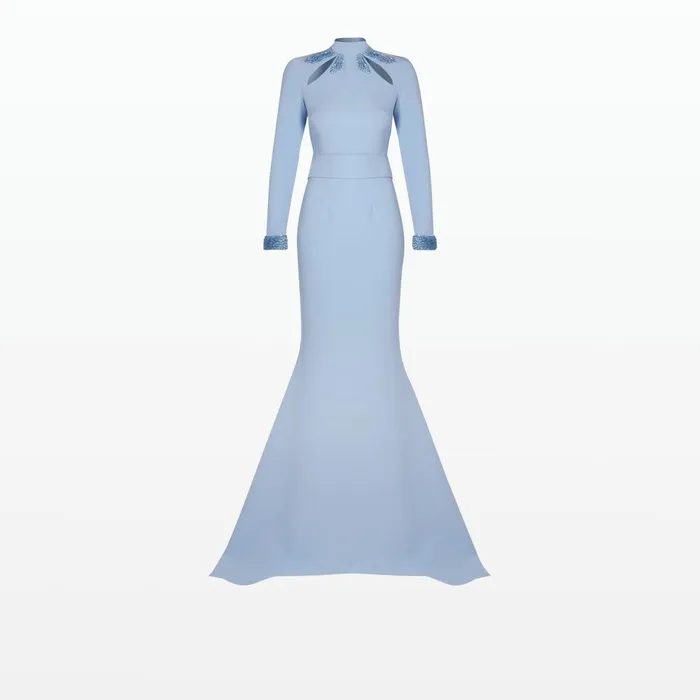 Safiyaa Kamala Soft Sky Long Dress Women Dresses