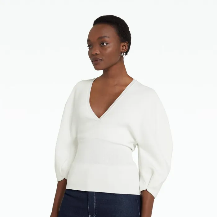 Safiyaa Kamali Ivory Knit Top Women Tops