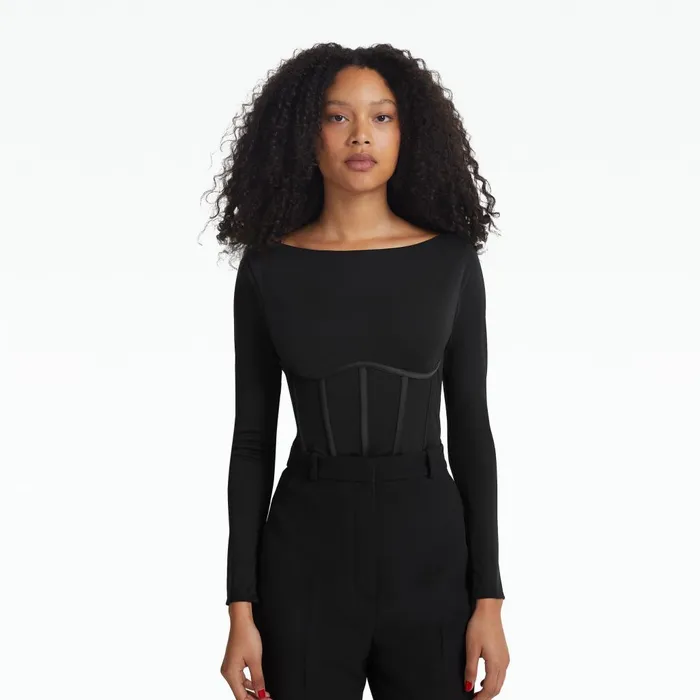 Safiyaa Krissie Black Bodysuit Women Tops