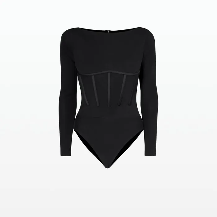 Safiyaa Krissie Black Bodysuit Women Tops