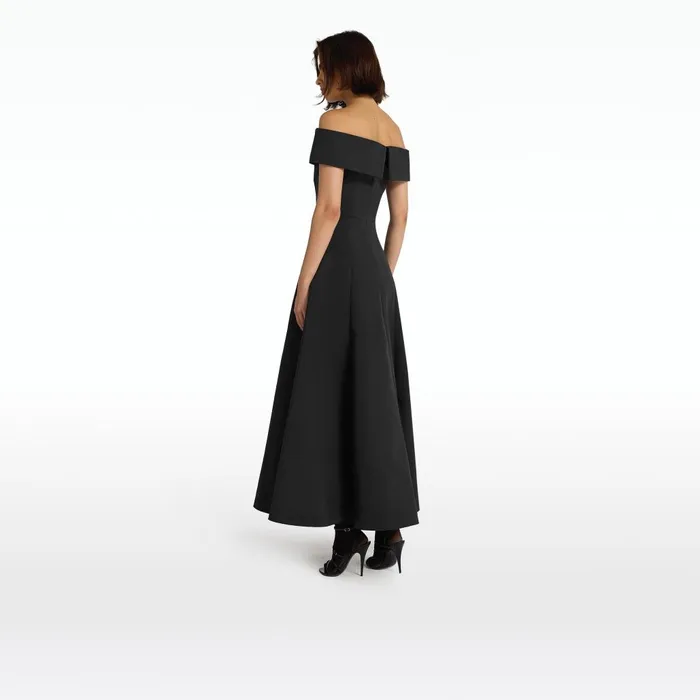 Safiyaa Kristiana Black Midi Dress Women Dresses