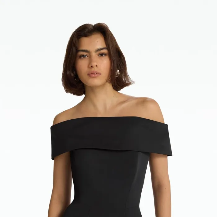 Safiyaa Kristiana Black Midi Dress Women Dresses