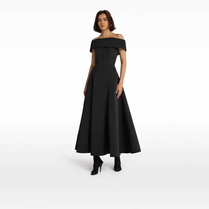 Safiyaa Kristiana Black Midi Dress Women Dresses