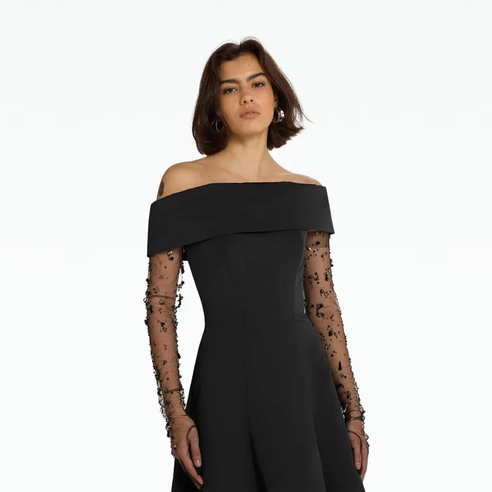 Safiyaa Kristiana Black Midi Dress Women Dresses