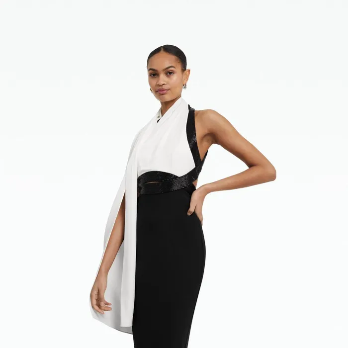 Safiyaa Lexi Black and Ivory Long Dress Women Dresses