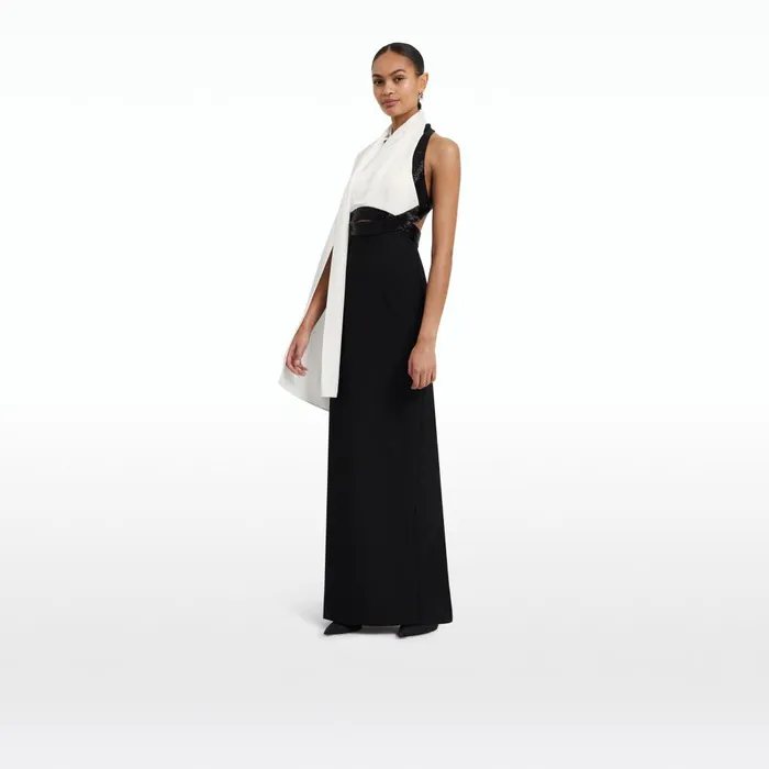 Safiyaa Lexi Black and Ivory Long Dress Women Dresses