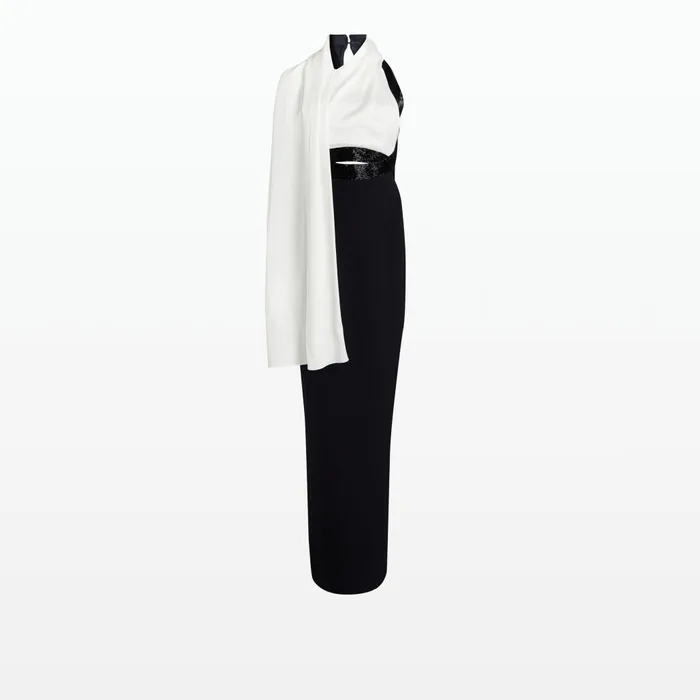 Safiyaa Lexi Black and Ivory Long Dress Women Dresses