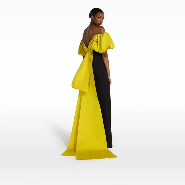Safiyaa Milia Black and Chartreuse Long Dress Women Dresses