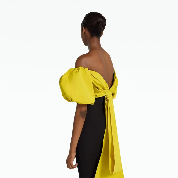 Safiyaa Milia Black and Chartreuse Long Dress Women Dresses