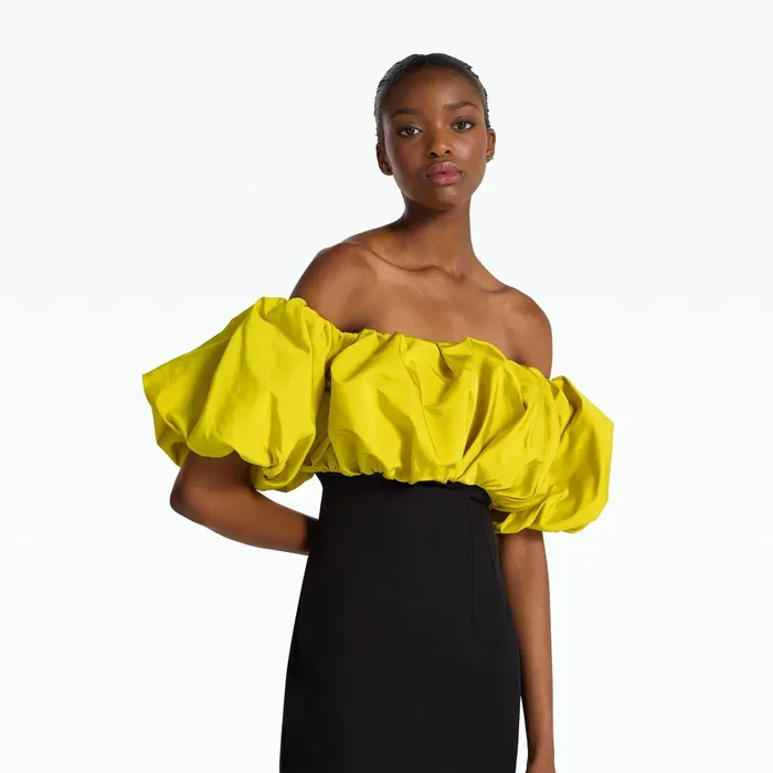 Safiyaa Milia Black and Chartreuse Long Dress Women Dresses