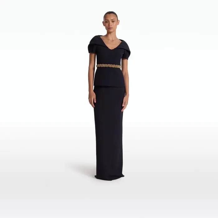 Safiyaa Sadia Midnight Navy Long Dress Women Dresses