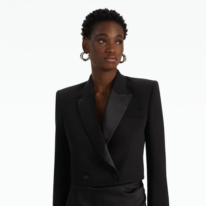 Safiyaa Sage Black Jacket Women Jackets and Coats
