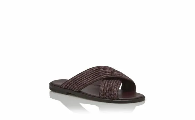 Sandals Men Manolo Blahnik OTAWIMahogany Brown Raffia Crossover Sandals Sandals Men Manolo Blahnik OTAWIMahogany Brown Raffia Crossover Sandals