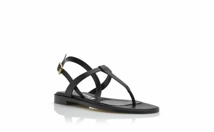 Sandals Women Manolo Blahnik HATABlack Calf Leather Flat Sandals Sandals Women Manolo Blahnik HATABlack Calf Leather Flat Sandals