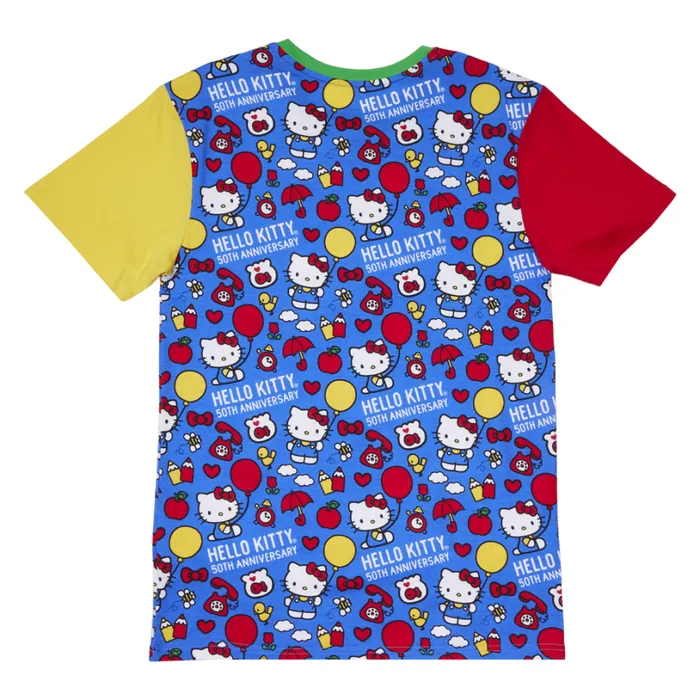 Sanrio Hello Kitty 50th Anniversary AllOver Print Tee Unisex Loungefly Apparel Sanrio Hello Kitty 50th Anniversary AllOver Print Tee Unisex Loungefly Apparel