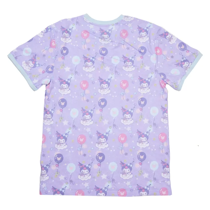 Sanrio Kuromi Carnival AllOver Print Ringer Tee Unisex Loungefly Apparel Sanrio Kuromi Carnival AllOver Print Ringer Tee Unisex Loungefly Apparel