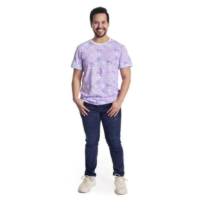 Sanrio Kuromi Carnival AllOver Print Ringer Tee Unisex Loungefly Apparel Sanrio Kuromi Carnival AllOver Print Ringer Tee Unisex Loungefly Apparel