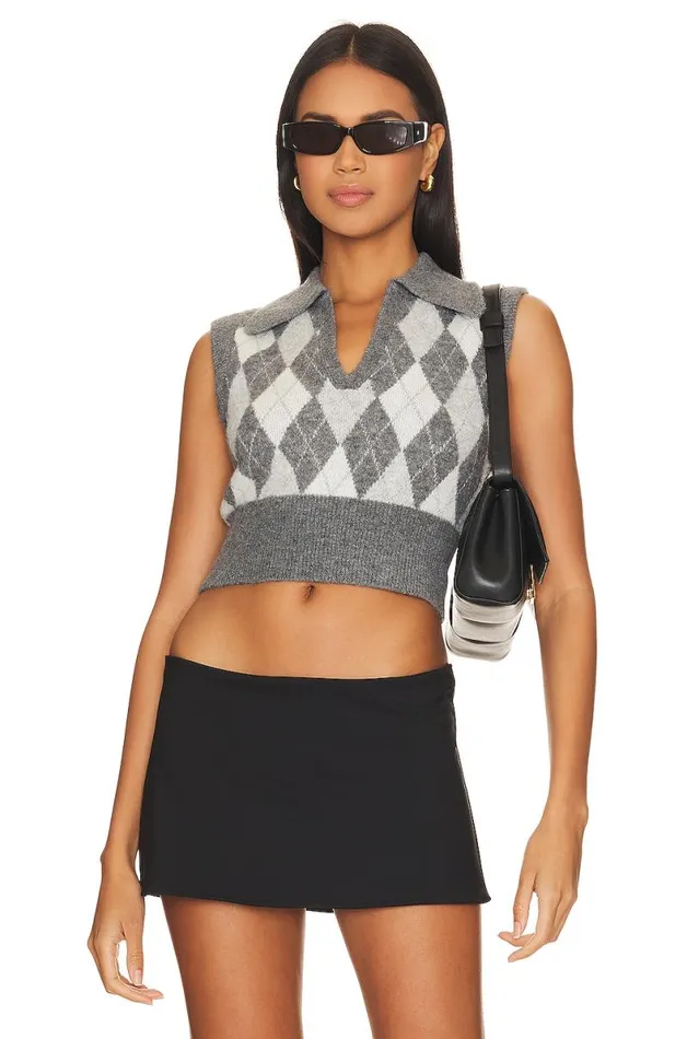 Sara Polo Vest Light Grey Charcoal Women Lovers and Friends Tops