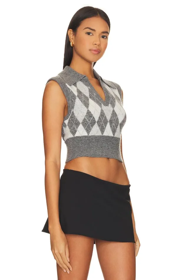 Sara Polo Vest Light Grey Charcoal Women Lovers and Friends Tops
