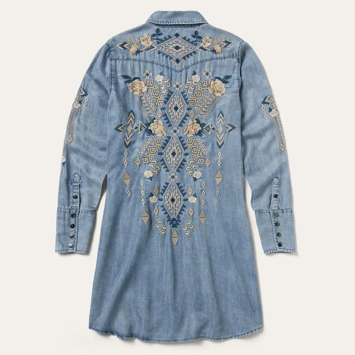 Shirt Dresses Women Stetson Embroidered Denim Twill Shirt Dress Blue