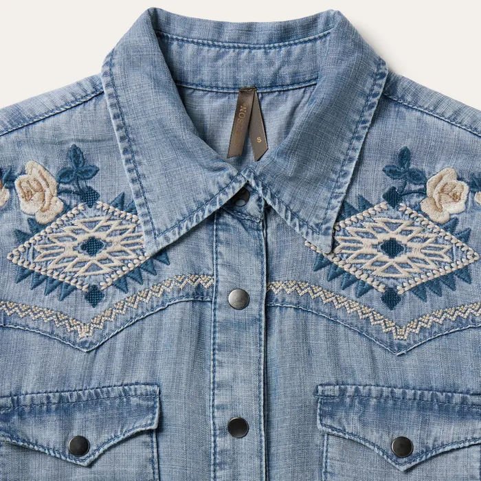 Shirt Dresses Women Stetson Embroidered Denim Twill Shirt Dress Blue