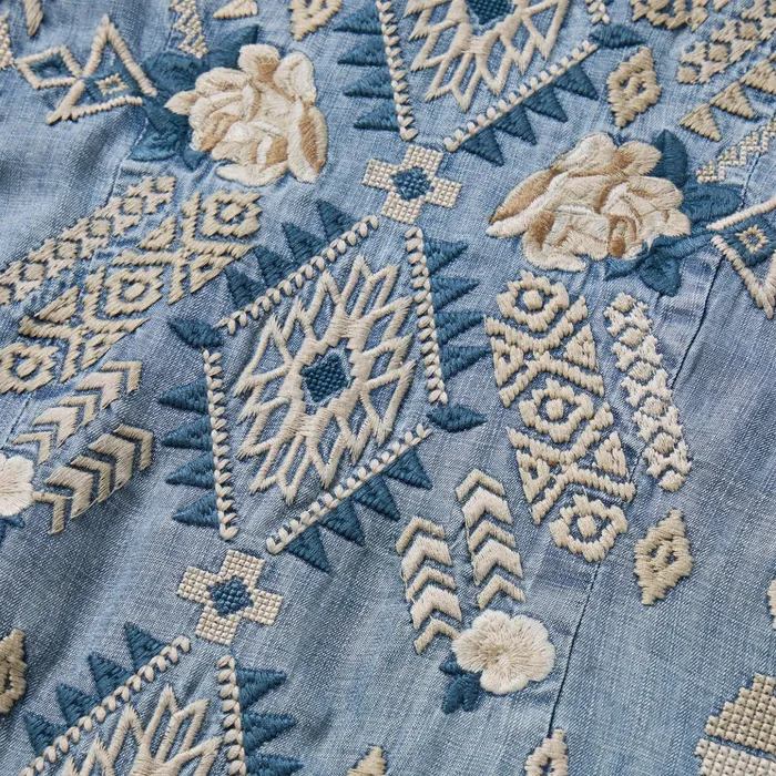 Shirt Dresses Women Stetson Embroidered Denim Twill Shirt Dress Blue