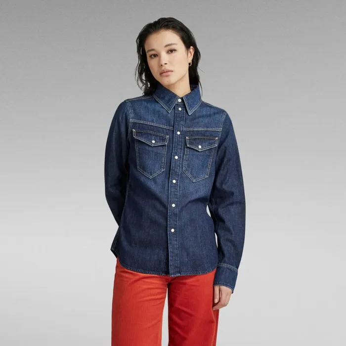 Shirts and Blouses Women GStar RAW Slim Denim Shirt Worn In Deep Sea