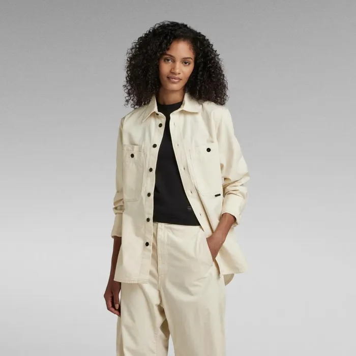 Shirts and Blouses Women GStar RAW Unisex Premium Nimes Regular Shirt Ecru