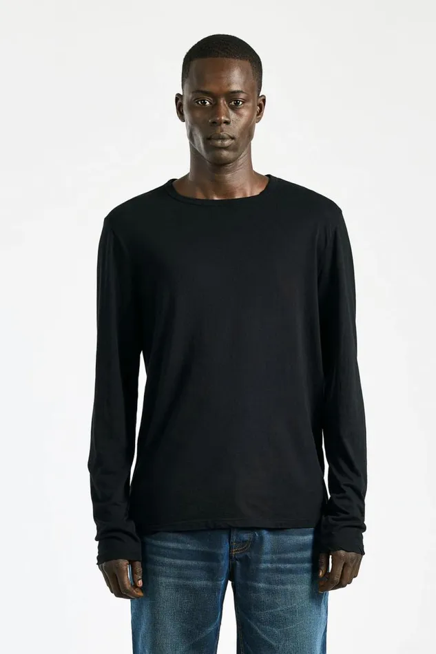 Shirts Men COTTON CITIZEN Classic Crew Long Sleeve Shirt Jet Black