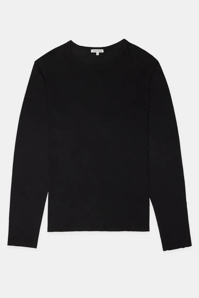 Shirts Men COTTON CITIZEN Classic Crew Long Sleeve Shirt Jet Black Shirts Men COTTON CITIZEN Classic Crew Long Sleeve Shirt Jet Black