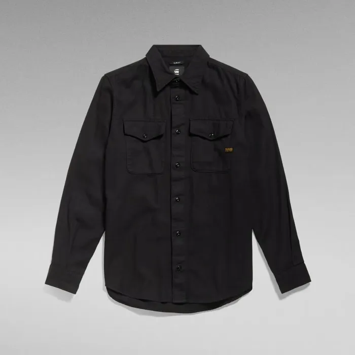 Shirts Men GStar RAW Marine Slim Shirt Dark Black Garment Dyed