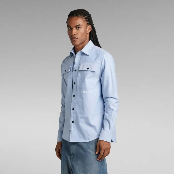 Shirts Men GStar RAW Panel Cargo Regular Shirt Deep Wavewhite Oxford