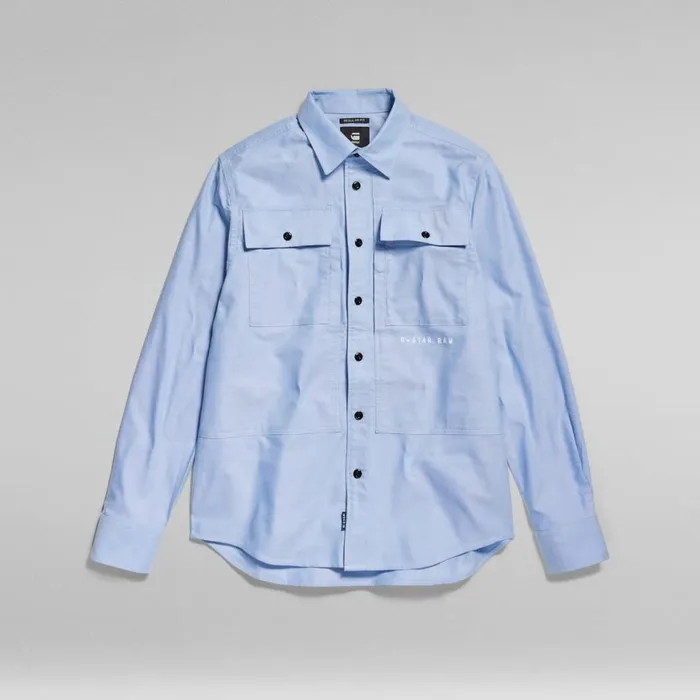 Shirts Men GStar RAW Panel Cargo Regular Shirt Deep Wavewhite Oxford